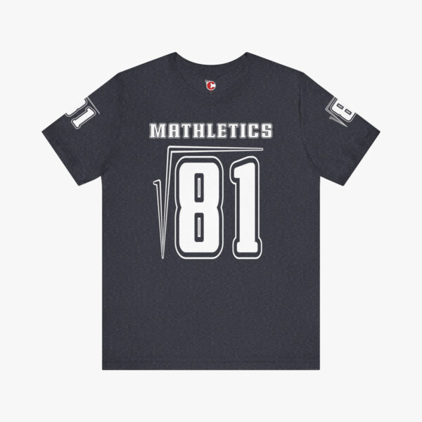 Front view of a Mathletics t-shirt in Heather Navy