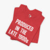 Folded view of a Produced in the Late 1900s t-shirt in Heather Red