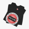 Folded view of a Skip Ad Button t-shirt in Black Heather