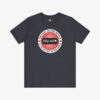 Front view of a Skip Ad Button t-shirt in Heather Navy