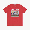 Front view of USA JAM Trump and Vance in Heather Red