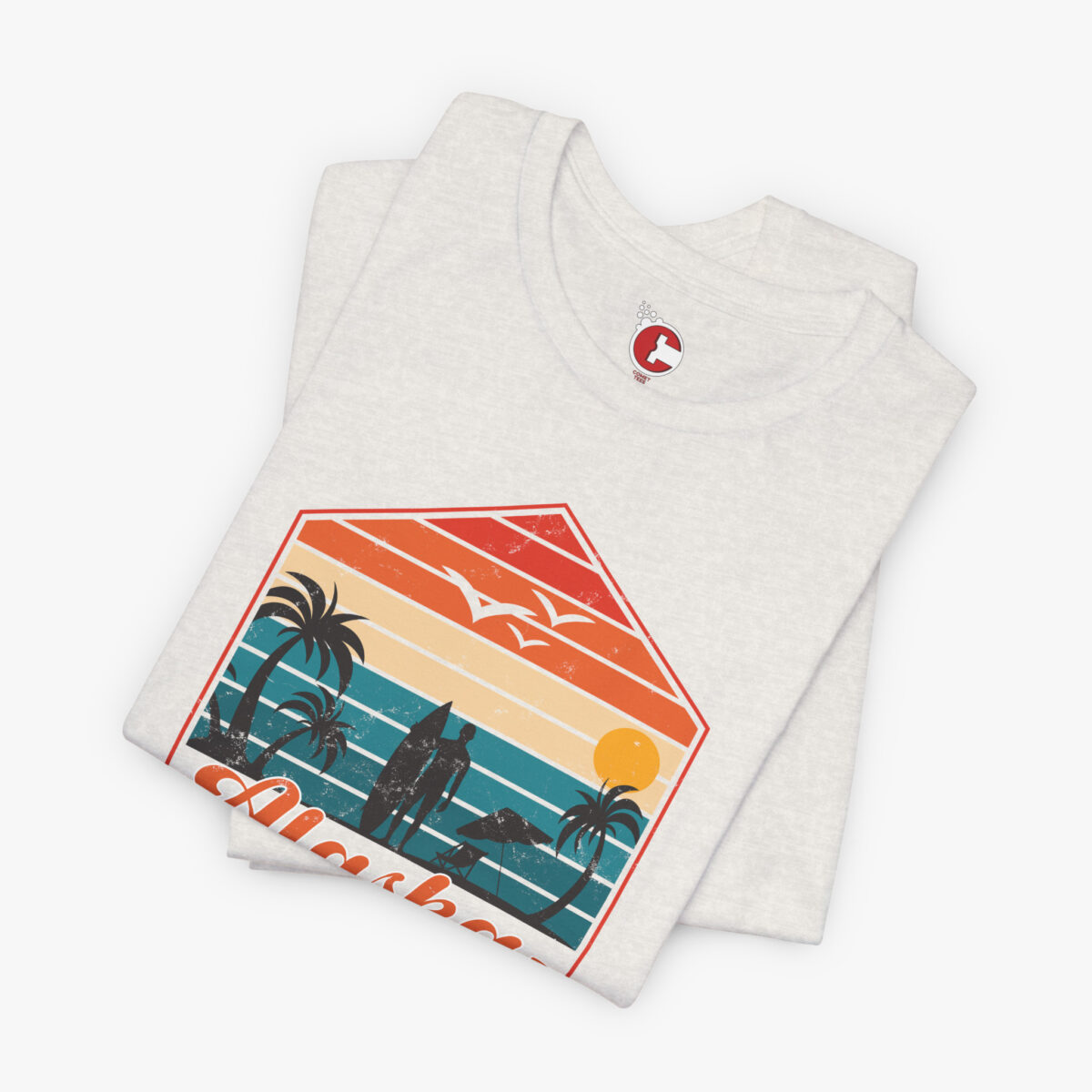 Folded view of an Alaska t-shirt in Heather Cement