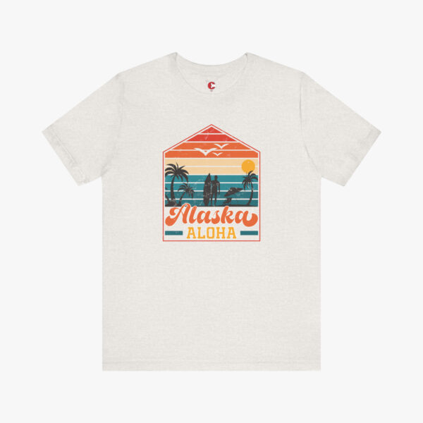 Front view of an Alaska t-shirt in Heather Cement