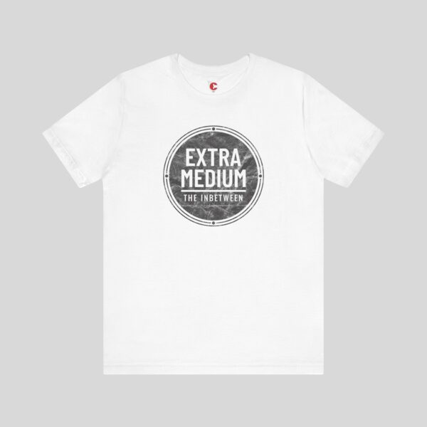 Front view of a Extra Medium t-shirt in White