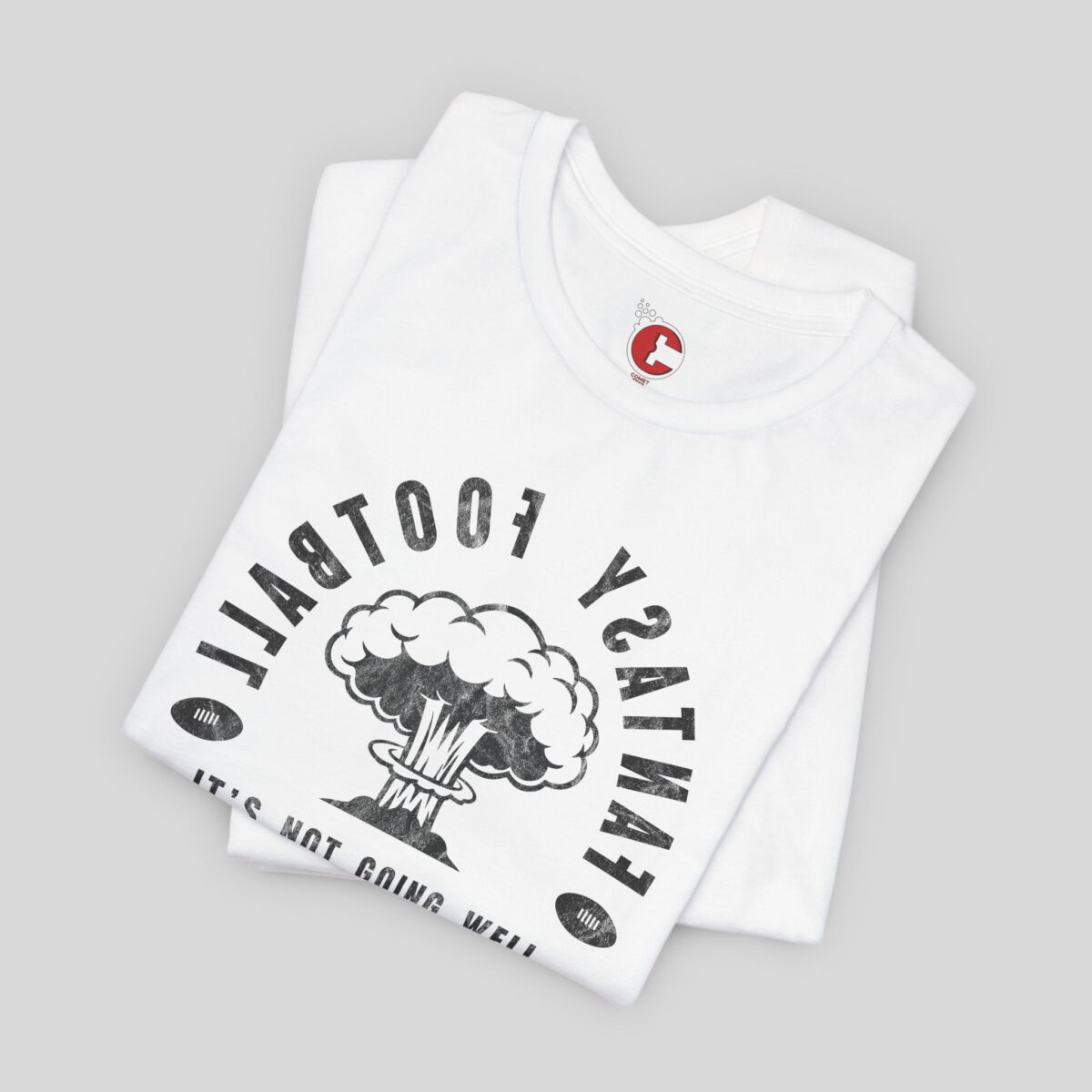 Folded view of a Fantasy Football Disaster t-shirt in White