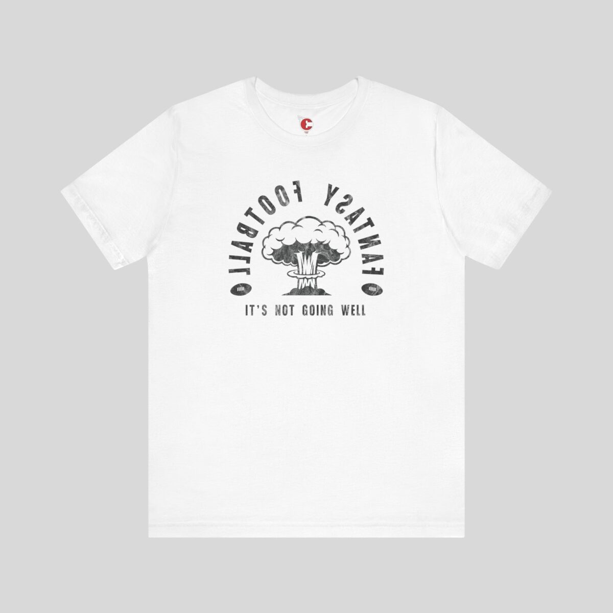 Front view of a Fantasy Football Disaster t-shirt in White