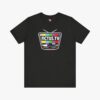 Front view of a Fictus TV t-shirt in Heather Black