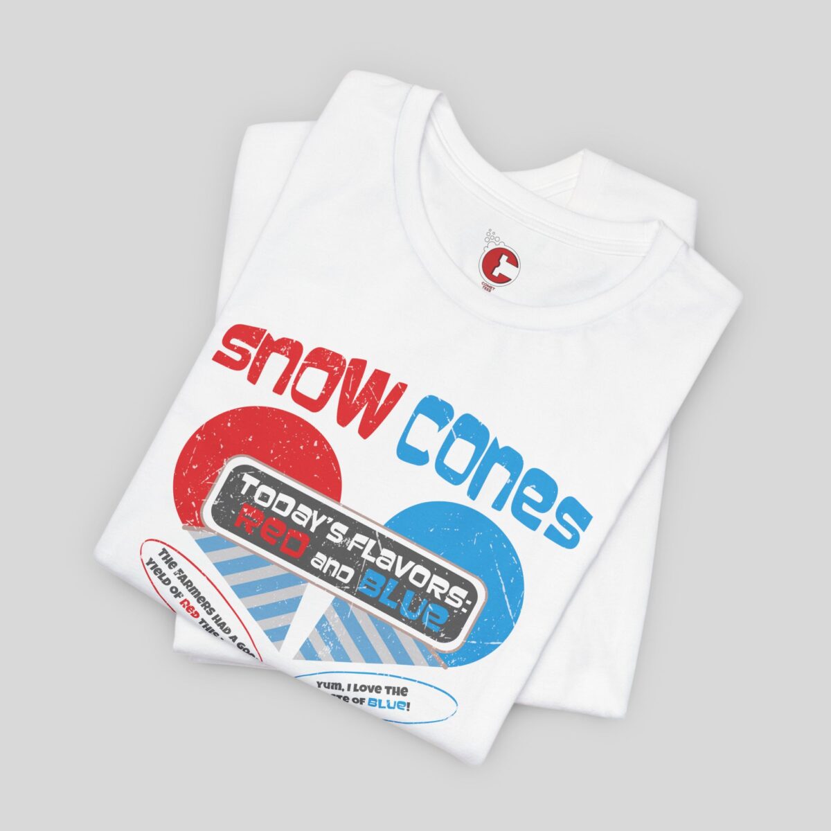 Folded view of a Snow Cones t-shirt in White