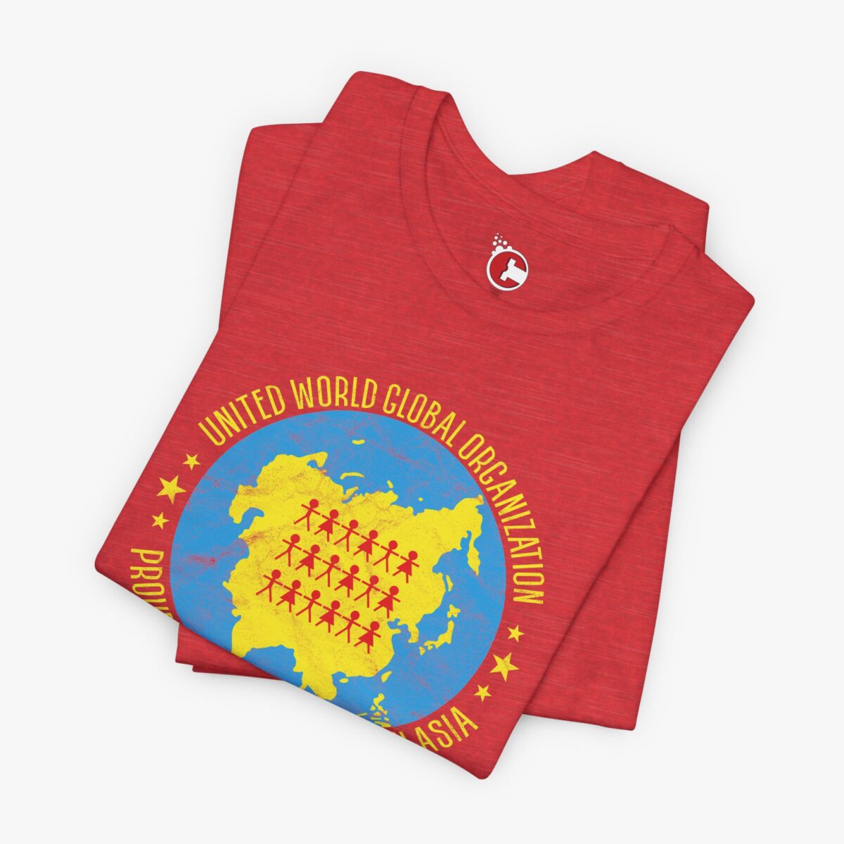 Folded view of a Youth In Asia t-shirt in Heather Red