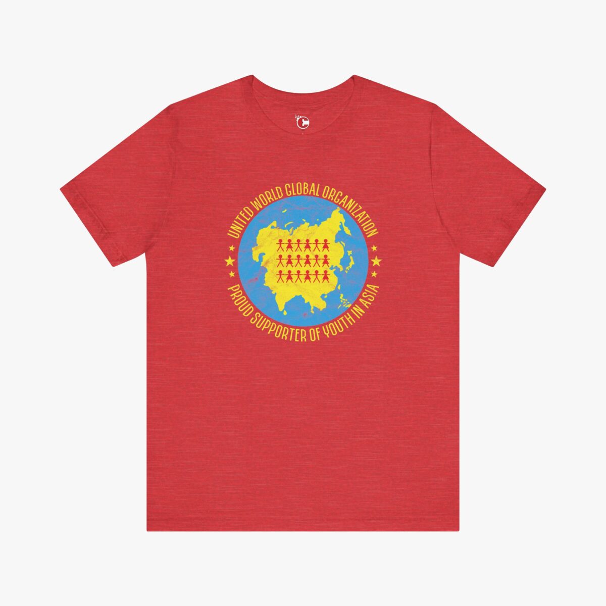 Front view of a Youth In Asia t-shirt in Heather Red