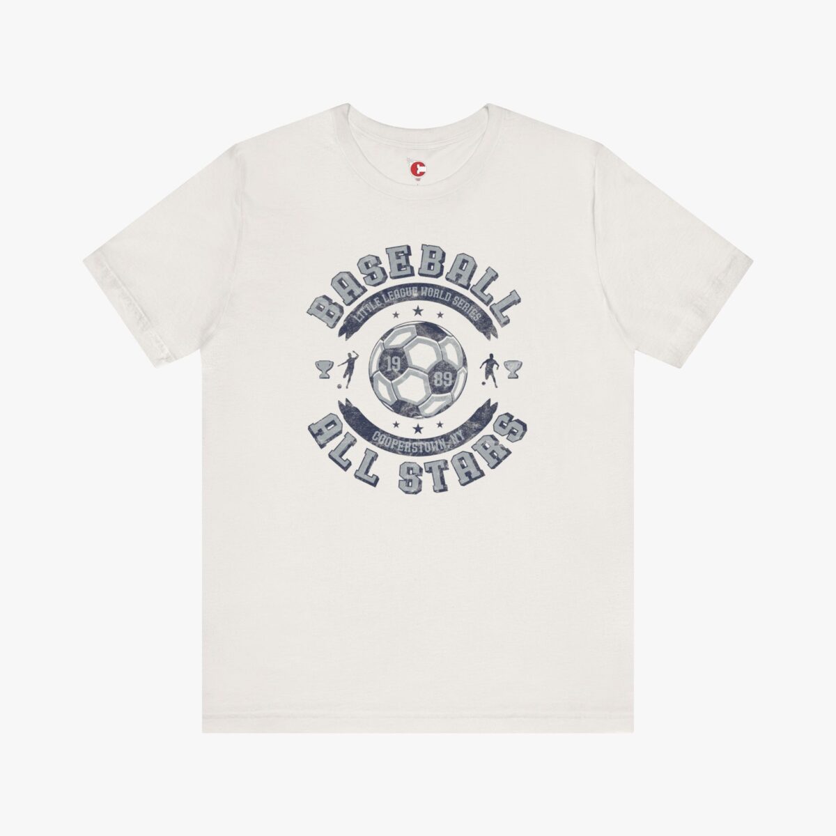 Front view of a Baseball Misprint Tee t-shirt in Vintage White