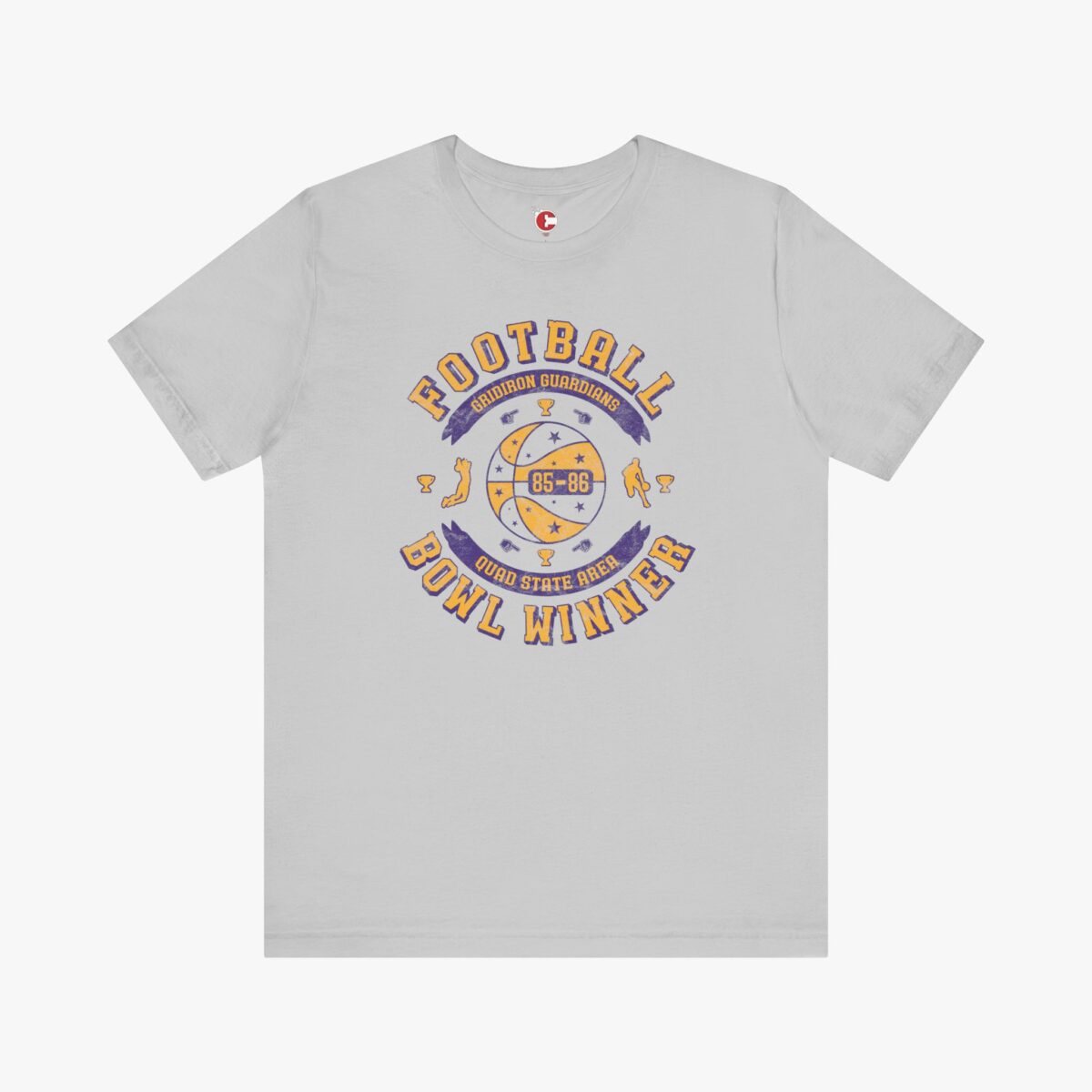 Front view of a Football Misprint Tee t-shirt in Solid Athletic Grey