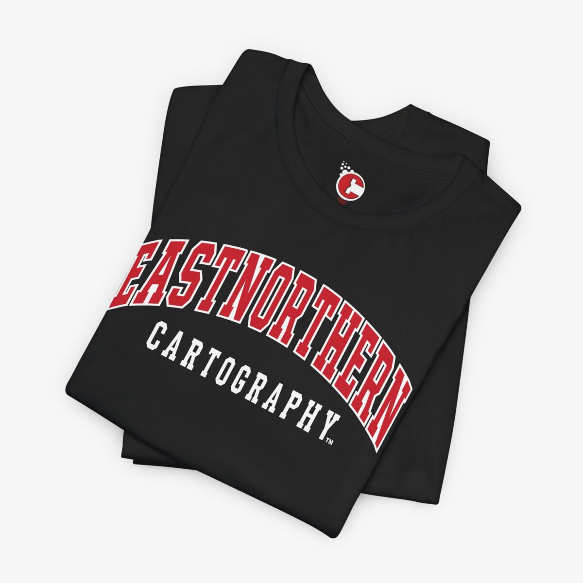 Folded view of a Eastnorthern Cartography t-shirt in Black