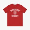 Front view of a Eastnorthern University t-shirt in Red