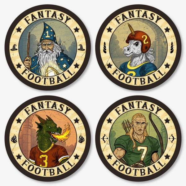 Fantasy Football Coaster Set (4 Pack) Bundle
