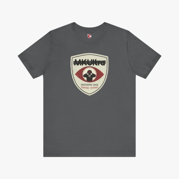 Front view of a MKUltra Phase III t-shirt in Asphalt
