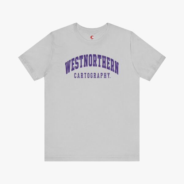 Front view of a Westnorthern Cartography t-shirt in Solid Athletic Grey