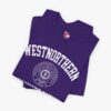 Folded view of a Westnorthern University t-shirt in Team Purple