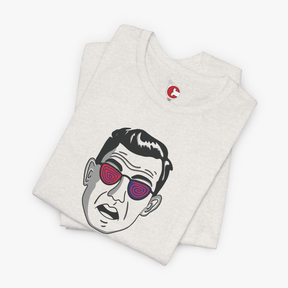 Folded view of a MKUltra Phase II t-shirt in Heather Cement