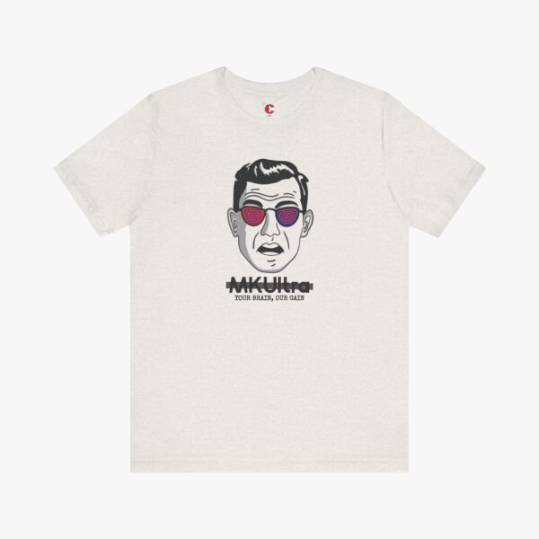 Front view of a MKUltra Phase II t-shirt in Heather Cement